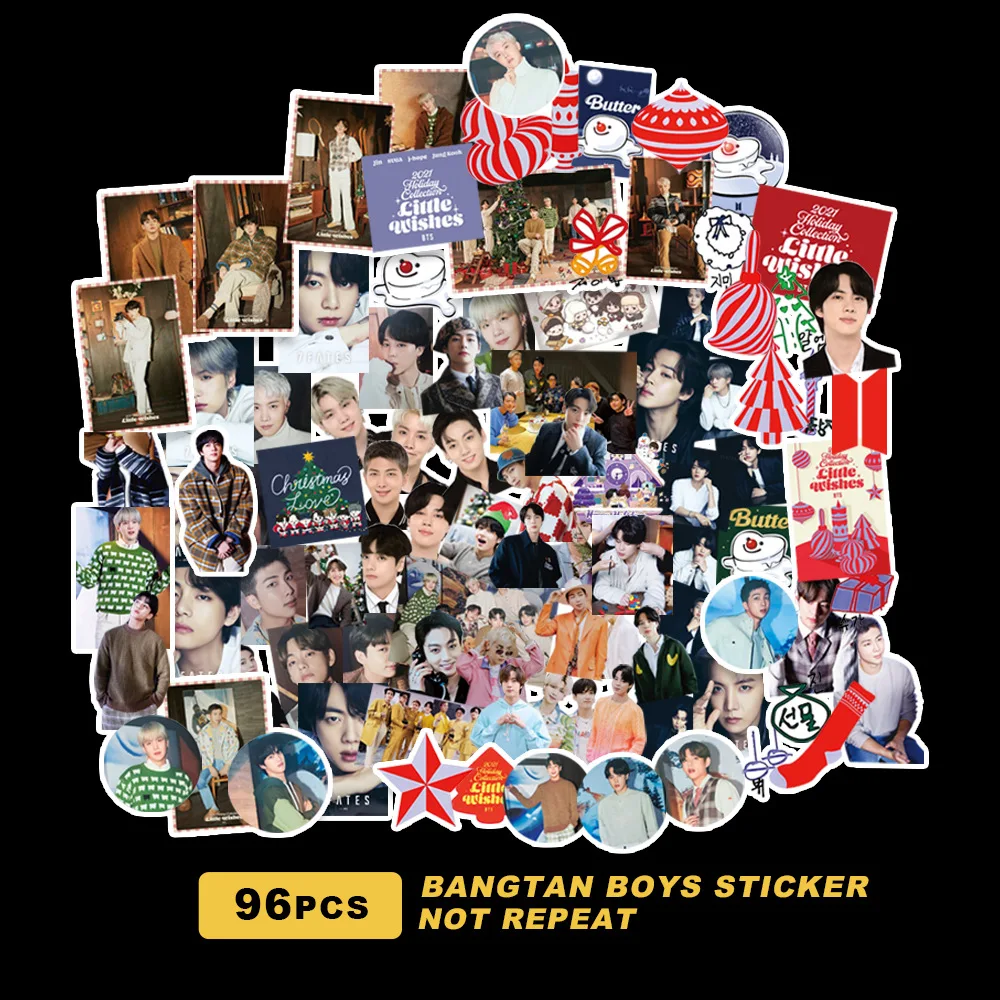 

96Pcs/Set Kpop Bangtan Boys Sticker New Album Butter Hoildays Team Stickers For Refrigerator Helmet DIY Gift Box Fans Collection