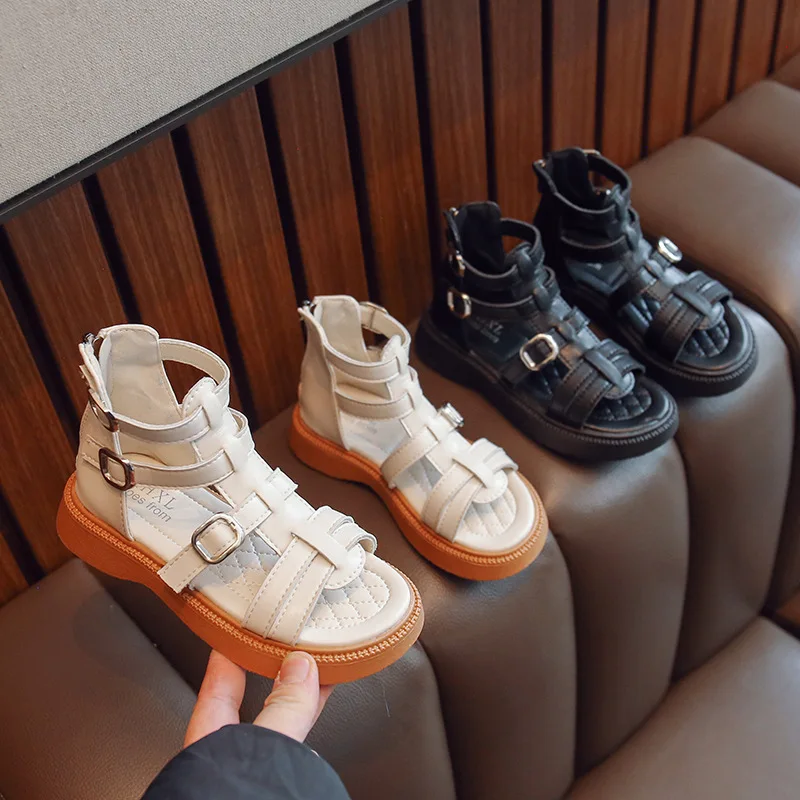 

Girls 2023 Summer New Children's Baby Fashion Little Girl Princess Sandals High-top Open-toed Sandals