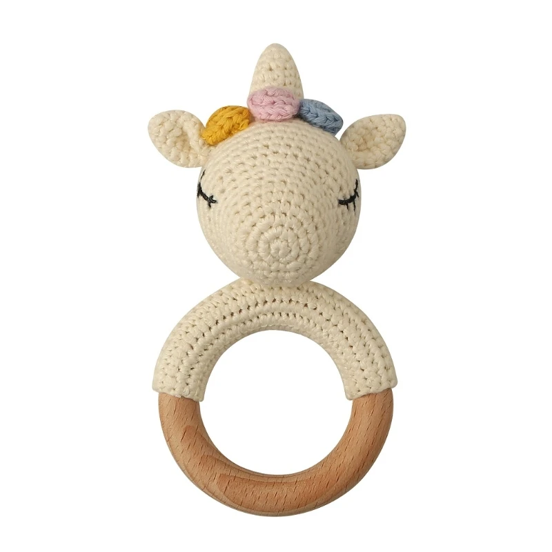 

Baby Rattle DIY Crochet Animal Teether Wooden Ring Newborn Soother Teething Toy