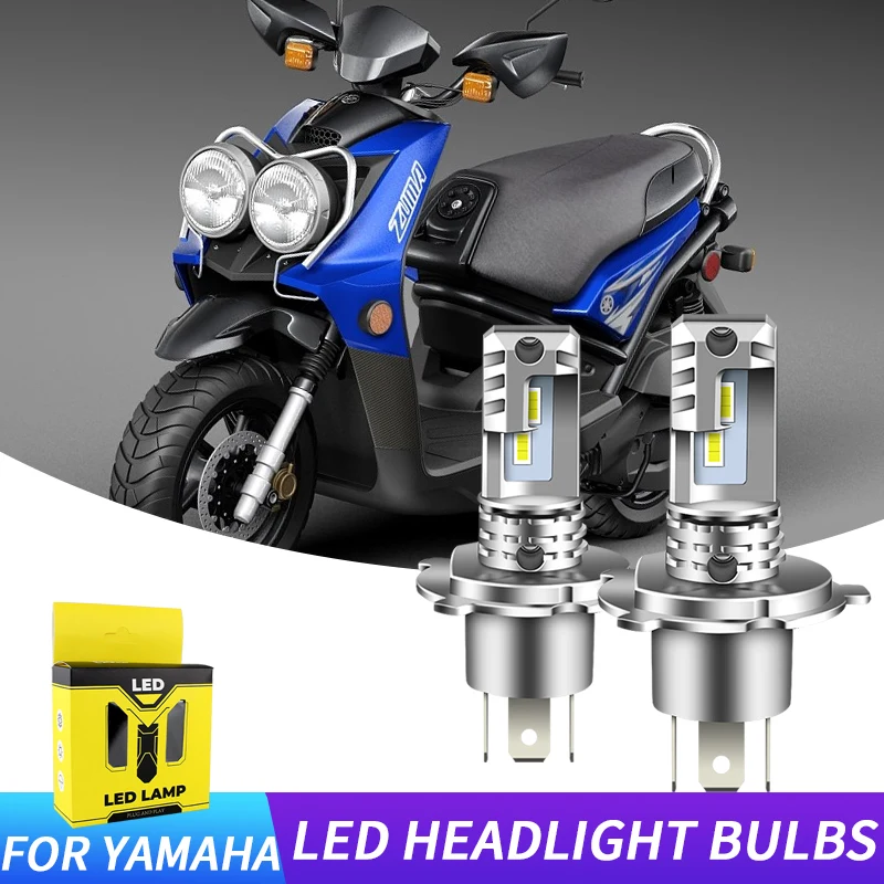 

Светодиодные лампы фар для мотоциклов Yamaha YW125 Zuma 2009 H4 2015 HS1 125-9003, CSP, фары дальнего и ближнего света без вентилятора H4 6000 лм K, 2 шт.