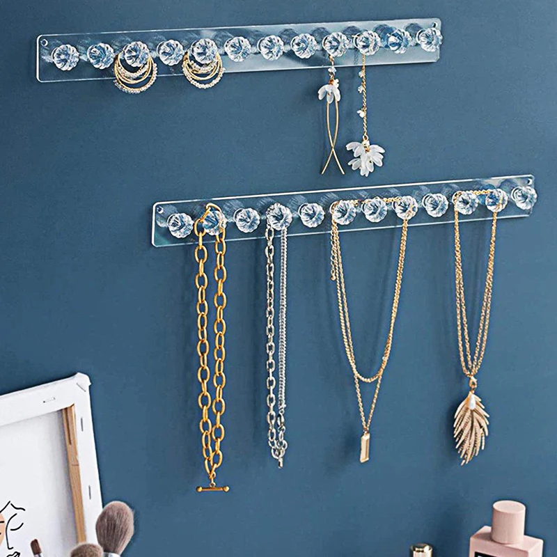 

Jewerly Storage Rack Transparent Acrylic Hooks for Earring Necklace Hanger Holder Wall Multipurpose Convenient Display Stand