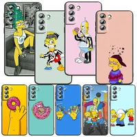the simpsons phone case for samsung galaxy s22 s21 s20 s10 s10e s9 s8 s7 pro ultra plus fe lite black luxury cover funda back