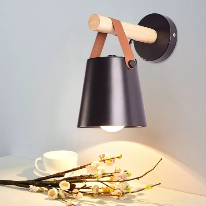 

Nordic Style Wood Art Bedroom Wall Lamp Creative Wall Light Decor Morden Design Living Room Corridor Hotel E27 Led Wall Lamps