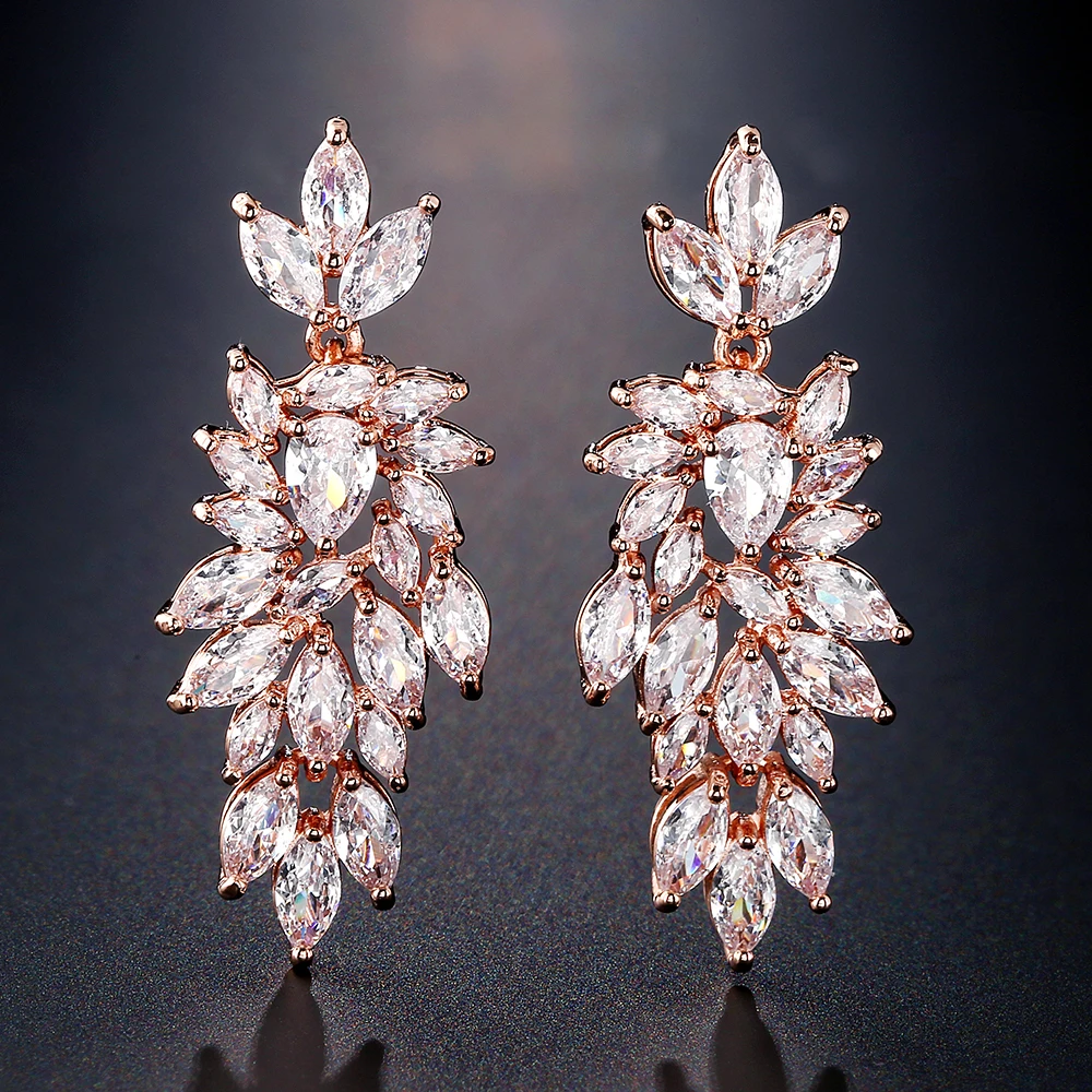 

RAKOL Shiny Marquise Cut Cubic Zirconia CZ Crystal Geometric Large Dangle Earrings for Women Exquisite Luxury Jewelry Gifts