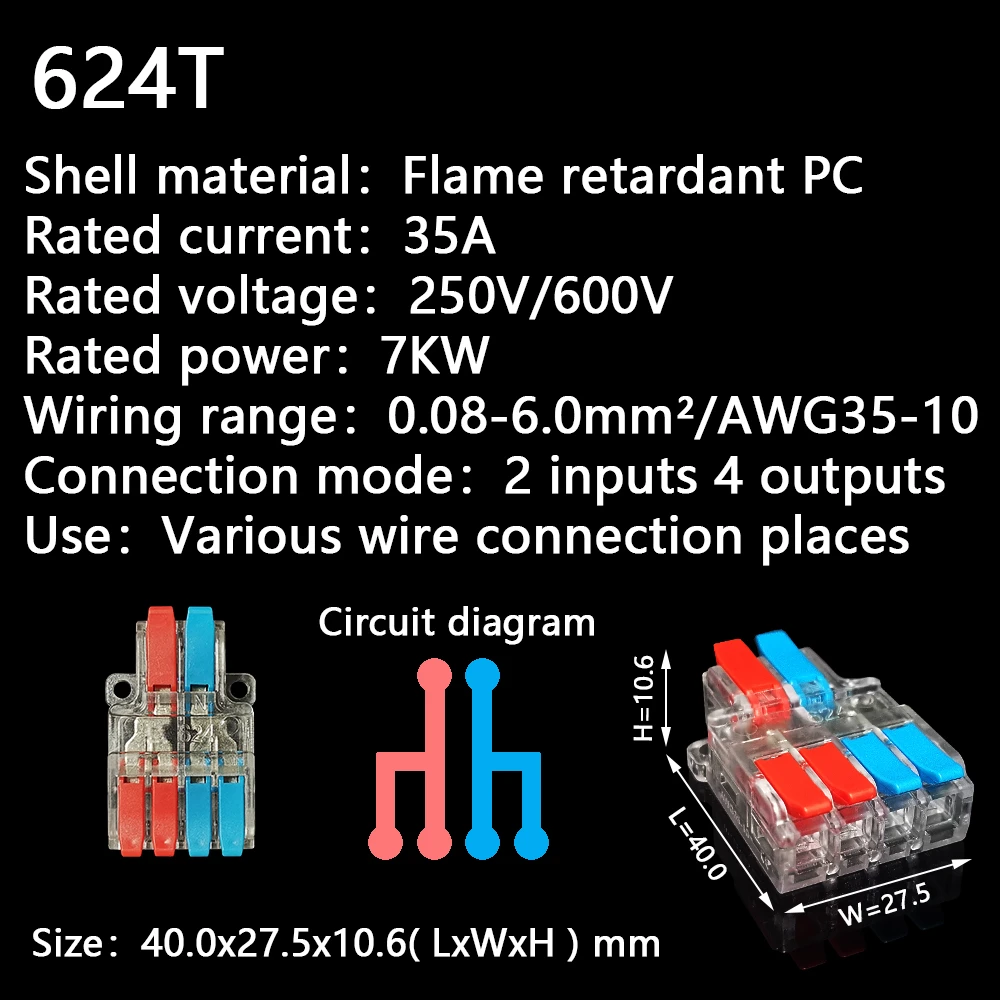 Mini Fast Wire Cable Connectors Universal Compact Conductor Spring Splicing Wiring Connector Push-in Terminal Block 422 | Обустройство