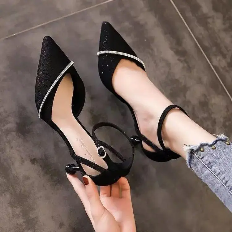 

2022 Ladies Summer New Fashion Hundred Towers Pointed Buckle Small Fresh High-heeled Stiletto Hollow Sandals Women's Shoes