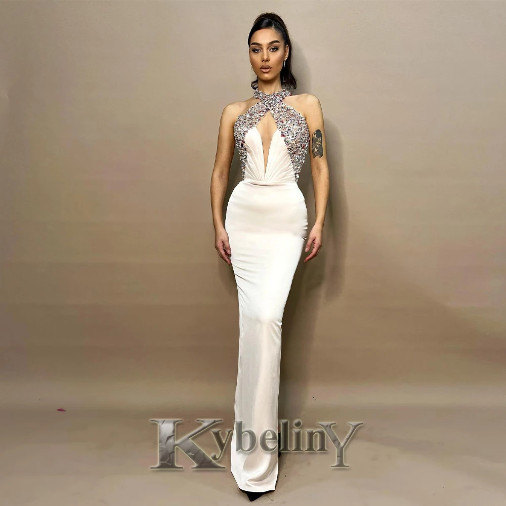 

Kybeliny Modern Mermaid Prom Dresses For Woman 2024 Beaded Sleeveless Evening Gowns Vestidos De Fiesta Party Made To Order