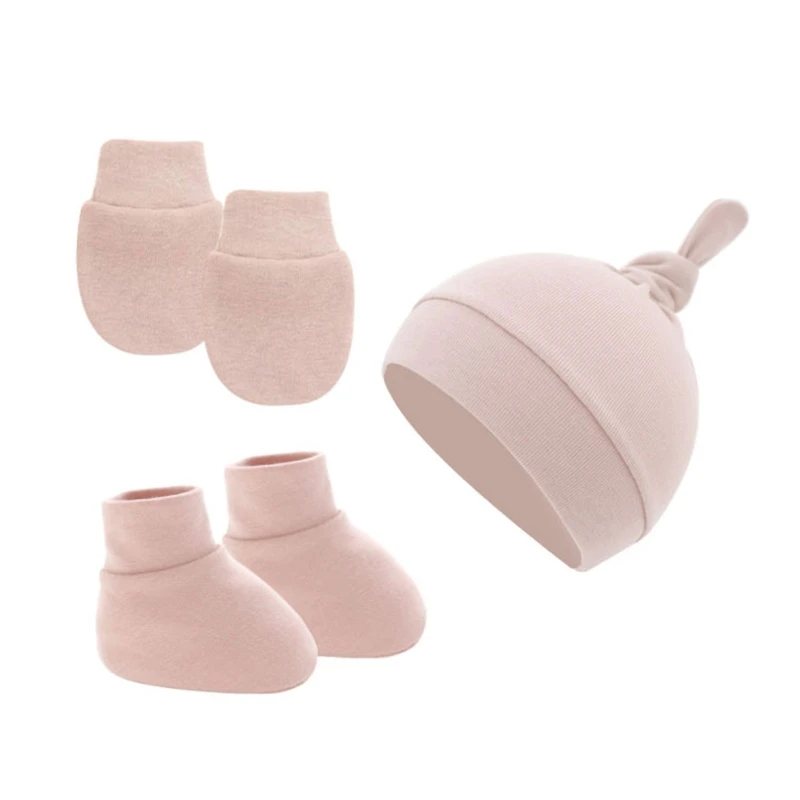 

3Pcs/Set Newborn to 12 Months Baby Beanie Hat Mittens and Socks 14 Colors Soft Cotton Caps Gloves Baby Accessories Newborn Gifts