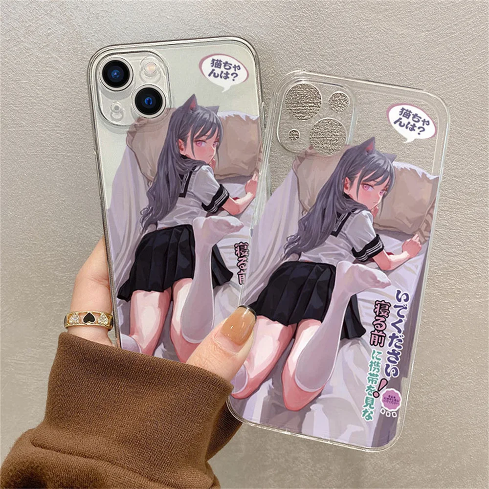 

Anime Cute Girl Anime Transparent Case Apple 14 for 1312Promax Straight Edge All Inclusive Mobile Phone Soft Shell