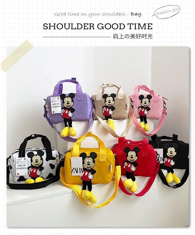 

2022 Cartoon Mickey Mouse Disney Shoulder Bags Casual Canvas Women Shopping Bag Cute Anime Fashion Handbag Messenger Bag Gifts