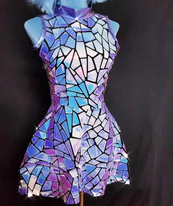 Ночной клуб DJ танцевальное платье зеркало голографическое нерегулярное