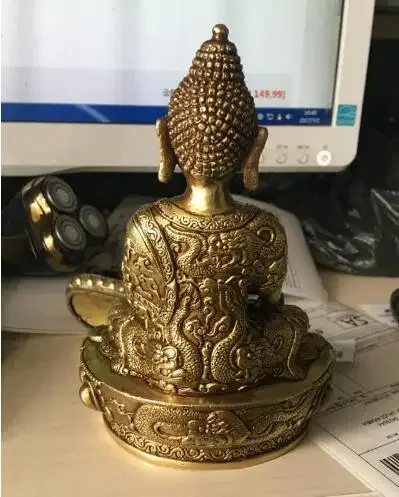 Китайский Тибет Тибетский Буддий Шакьямуни бронзовая статуя Будды 15 см