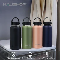 haushof 950ml water bottle double wall large capacity stainles steel thermos water bottle vacuum insulated with handgrip