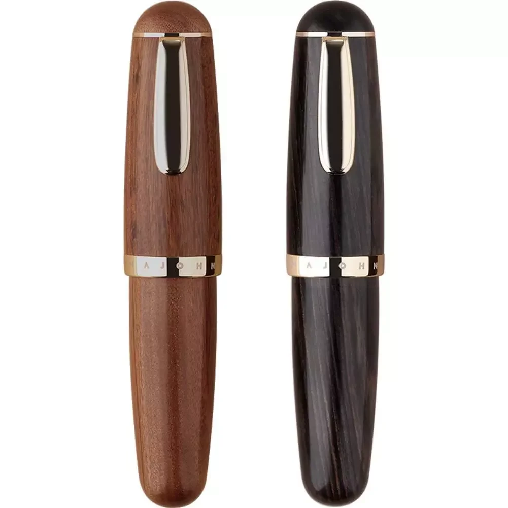 

MAJOHN Q1 Wood Mini Fountain Pen Brown / Black Portable Ink Pen Iridium EF/F Nib Palm Short Office Writing Gift Pen
