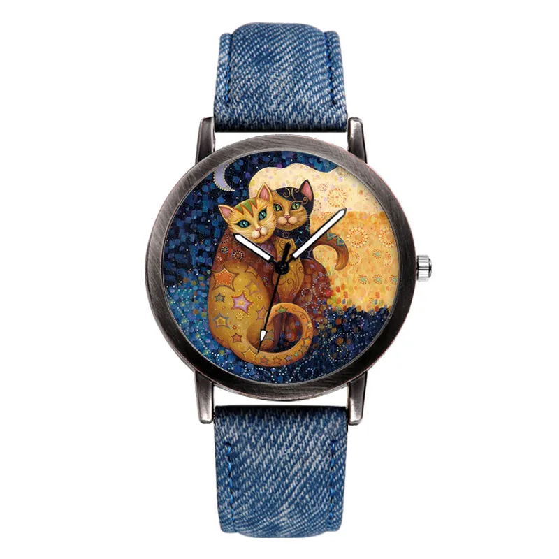 

Watches Women New Fashion Lovely Cat Cartoon Dial for Girls Ladies Wristwatches Students Leather Quartz Clock Montre Femme