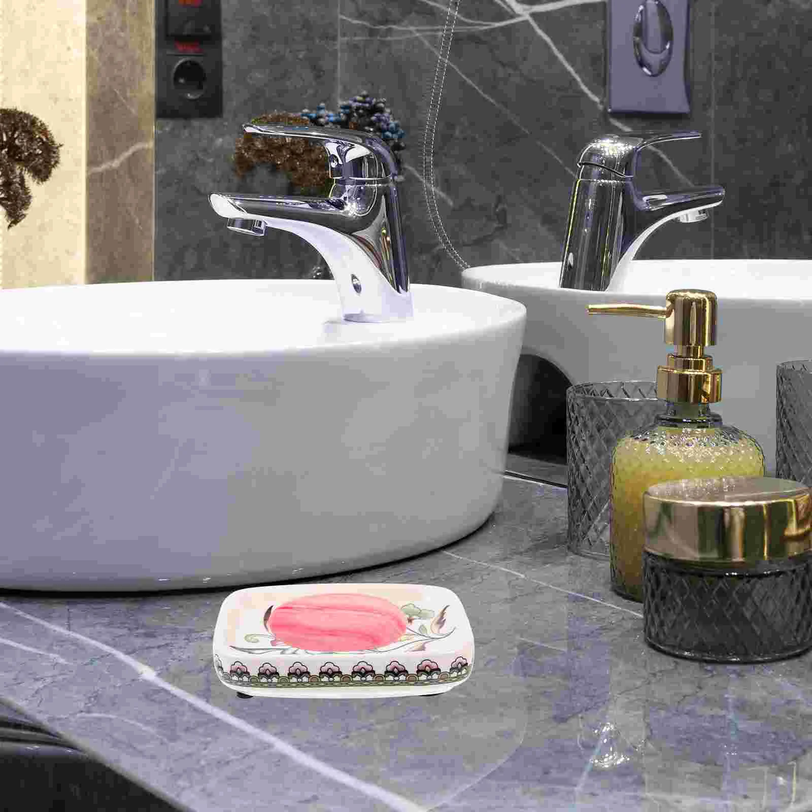 

Retro Decor Decorative Soap Dish Ceramic Holder Bathroom Case Ceramics Draining Court Style