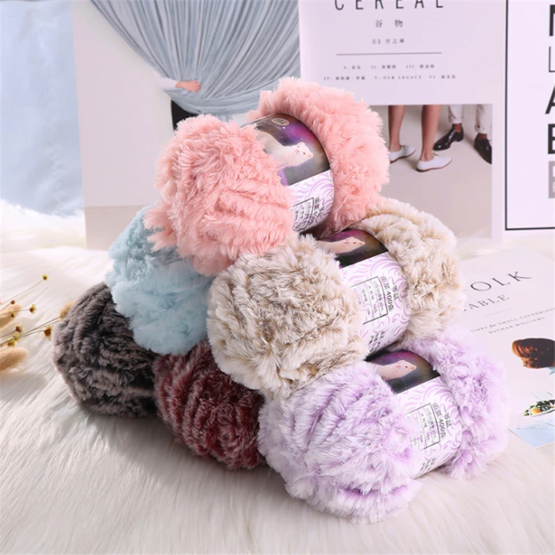 1 Piece Soft Polyester Faux Fur Imitation Velvet Thick Wool Hand-woven For Crocheting Knitting DIY Making New Style