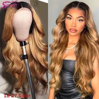 Ombre Blonde Human Hair Wig Body Wave Wig HD Transparent 13x4 Lace Frontal Human Hair Wig 30 Inch Lace Front Wig For Black Women