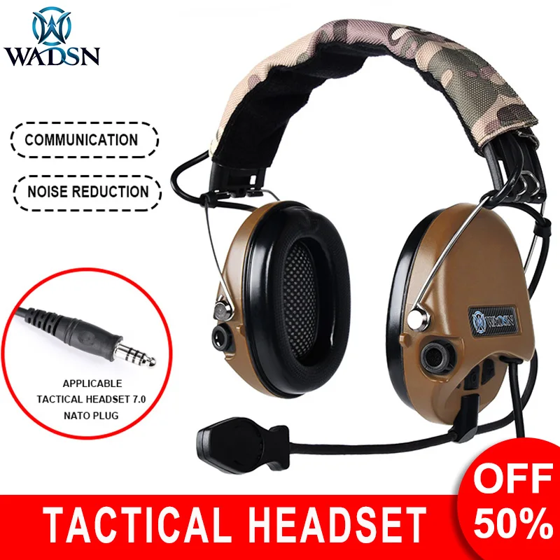 WADSN Tactical Headset MSA Communication Headphones Active Pickup Noise Canceling Hearing Protect Sordin Outdoor Hunting Headset