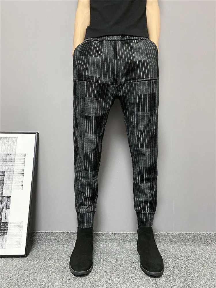 

New Men`s Hip Hop Harem Pants Drawstring Elastic Waist Printed Patterned Tapered Pants For Male