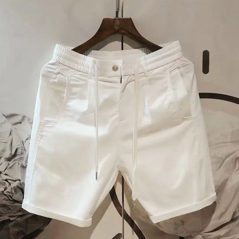 

White Shorts Lightweight Streetwear Shorts Summer Men Elastic Korean Shorts Male Bermudas Waist Breath Casual Cool Fashion 2022