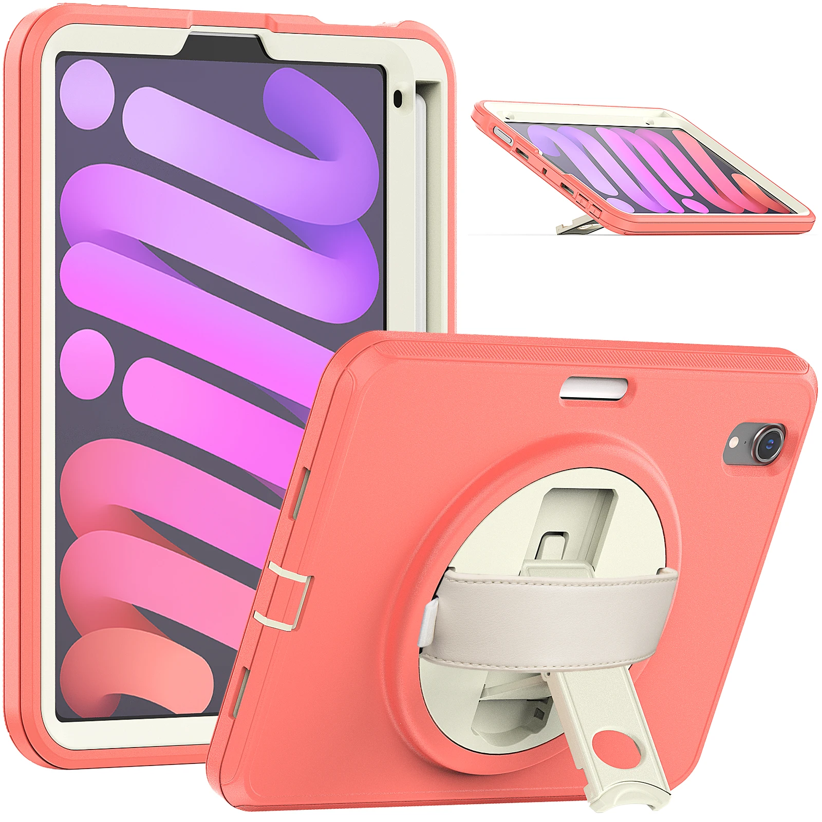 

Heavy Duty Protection Tablet Case For iPad Mini 6 2021 Shockproof Protective Cover With Kickstand Hand Strap For iPad 8.3 Inch