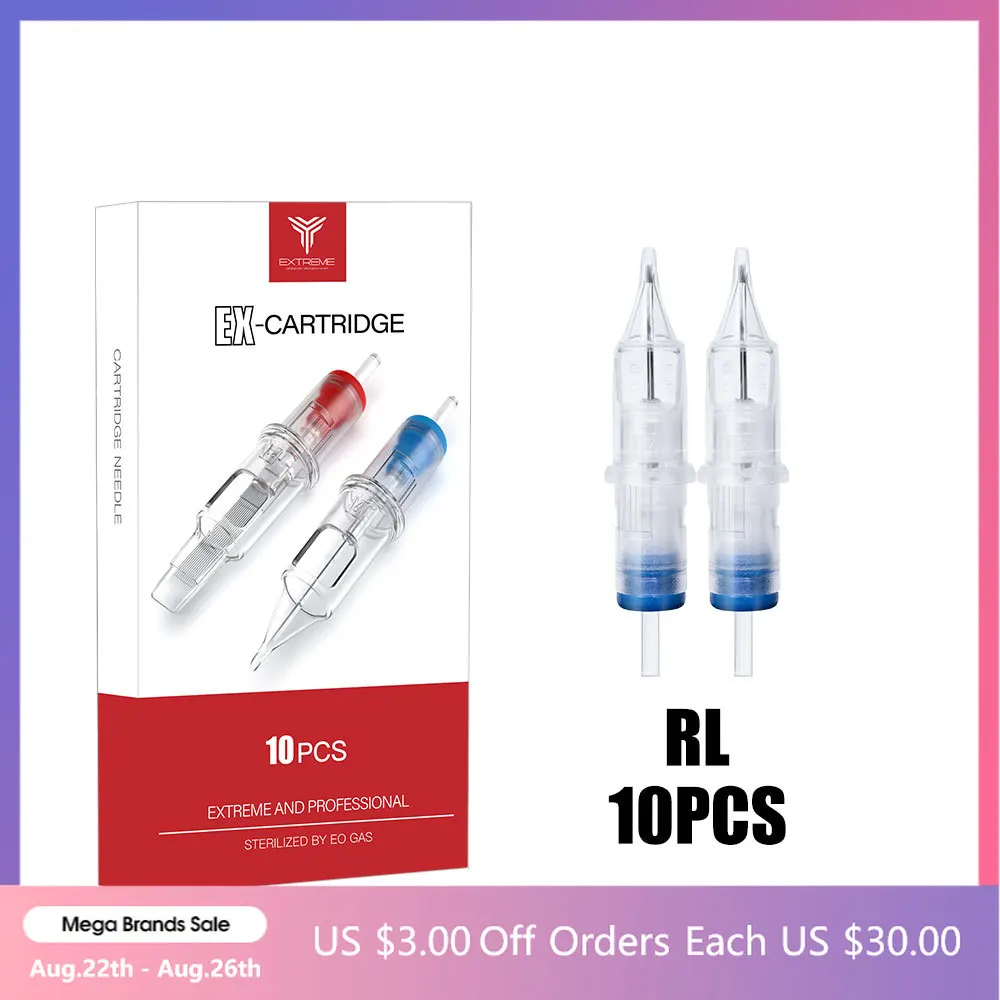 Disposable Sterile Tattoo Cartridge Needles Round Liner 10pcs per box RL M1 RS RM Needle for Rotary Pen Supplies