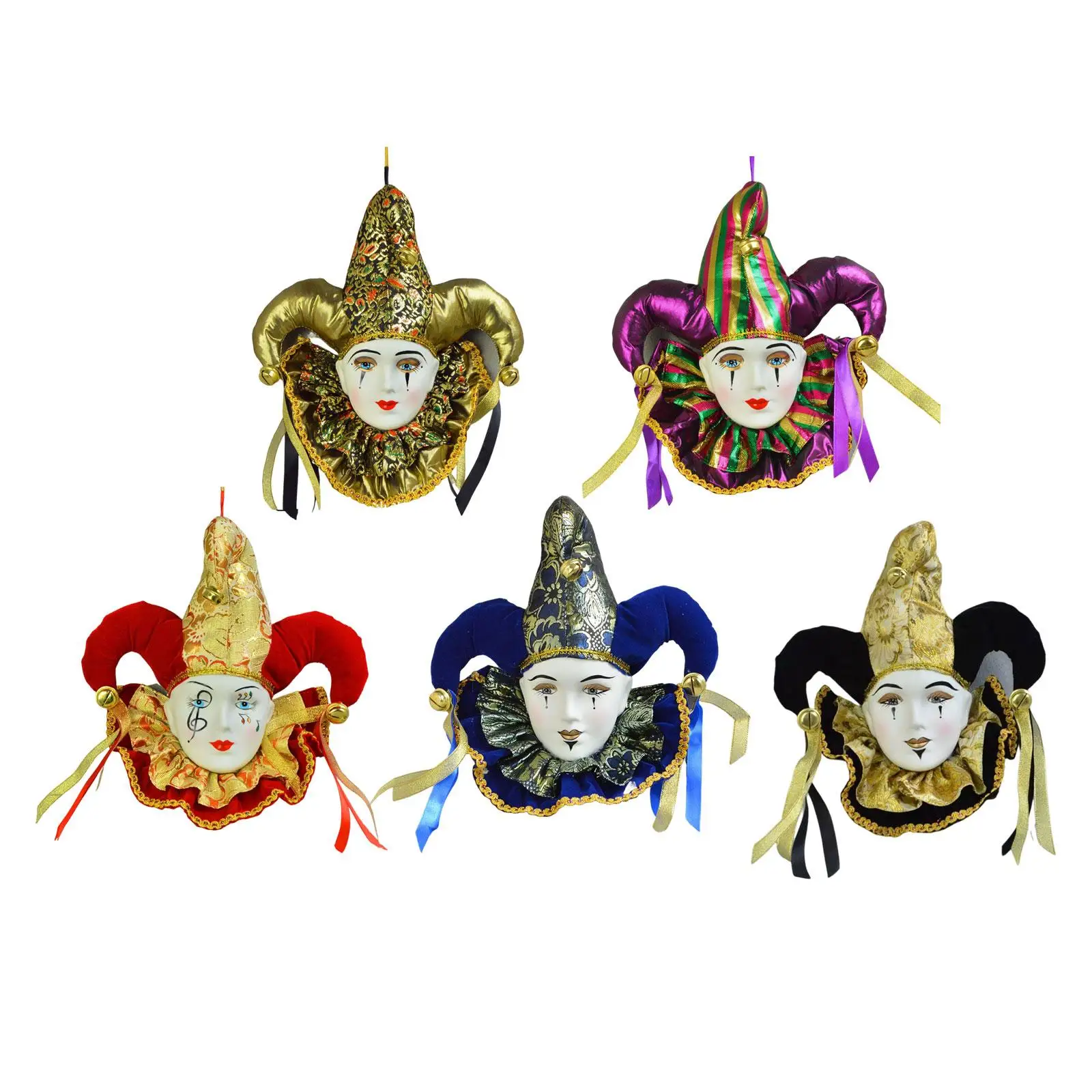 

12inch Funny Harlequin Doll Mask Valentine Gift Artware Clown Doll Angle Mask Model for Desktop Wall Home Office Decorative