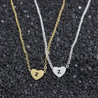 tulx 26 a z letters heart shape pendant necklaces for women stainless steel choker chain necklace female jewelry