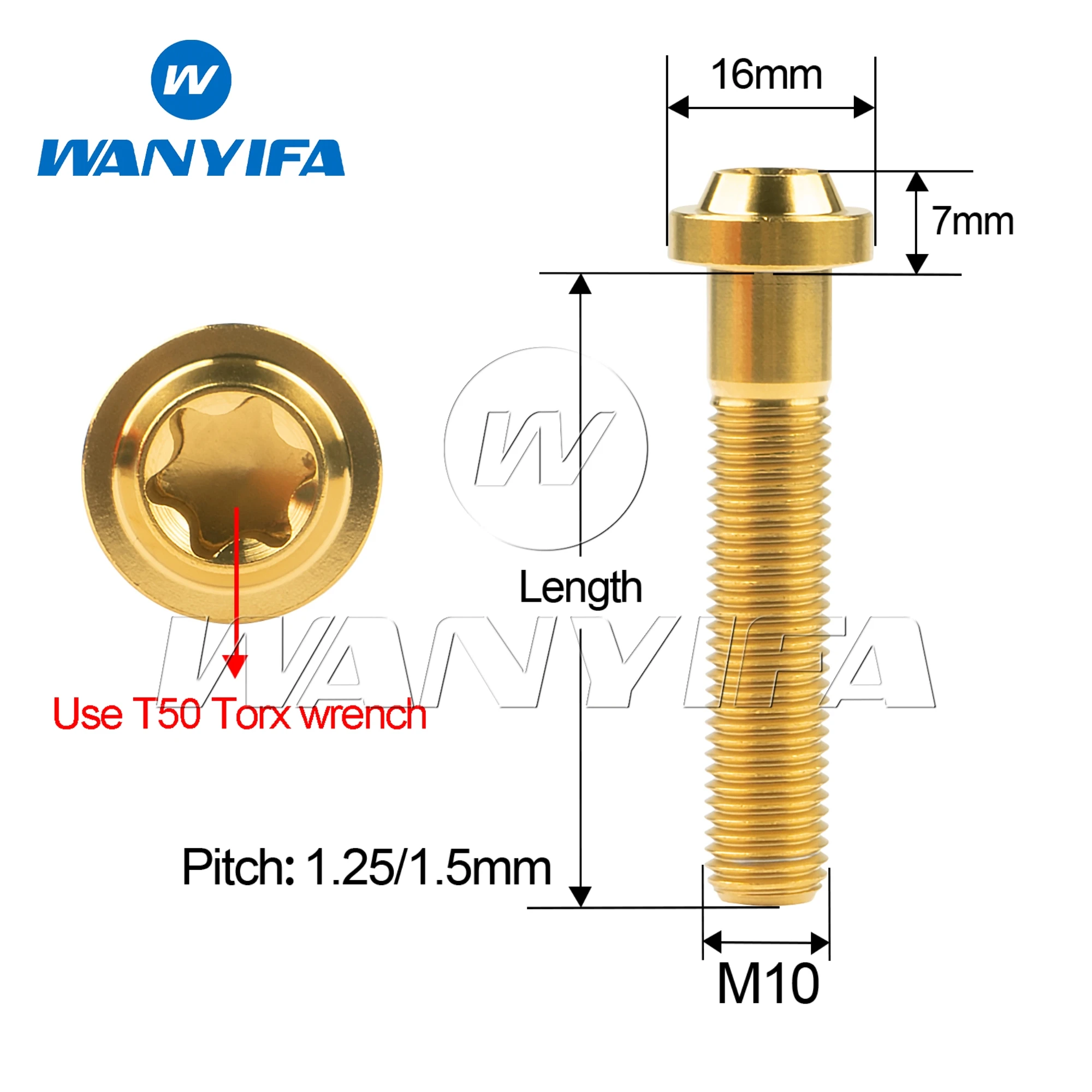 Титановый болт Wanyifa Ti M10x2025303540506065 мм T50, винты с головкой Torx для мотоциклов, аксессуары для модернизации автомобиля (art.: 3920cedcfc31d) - 3920cedcfc31d