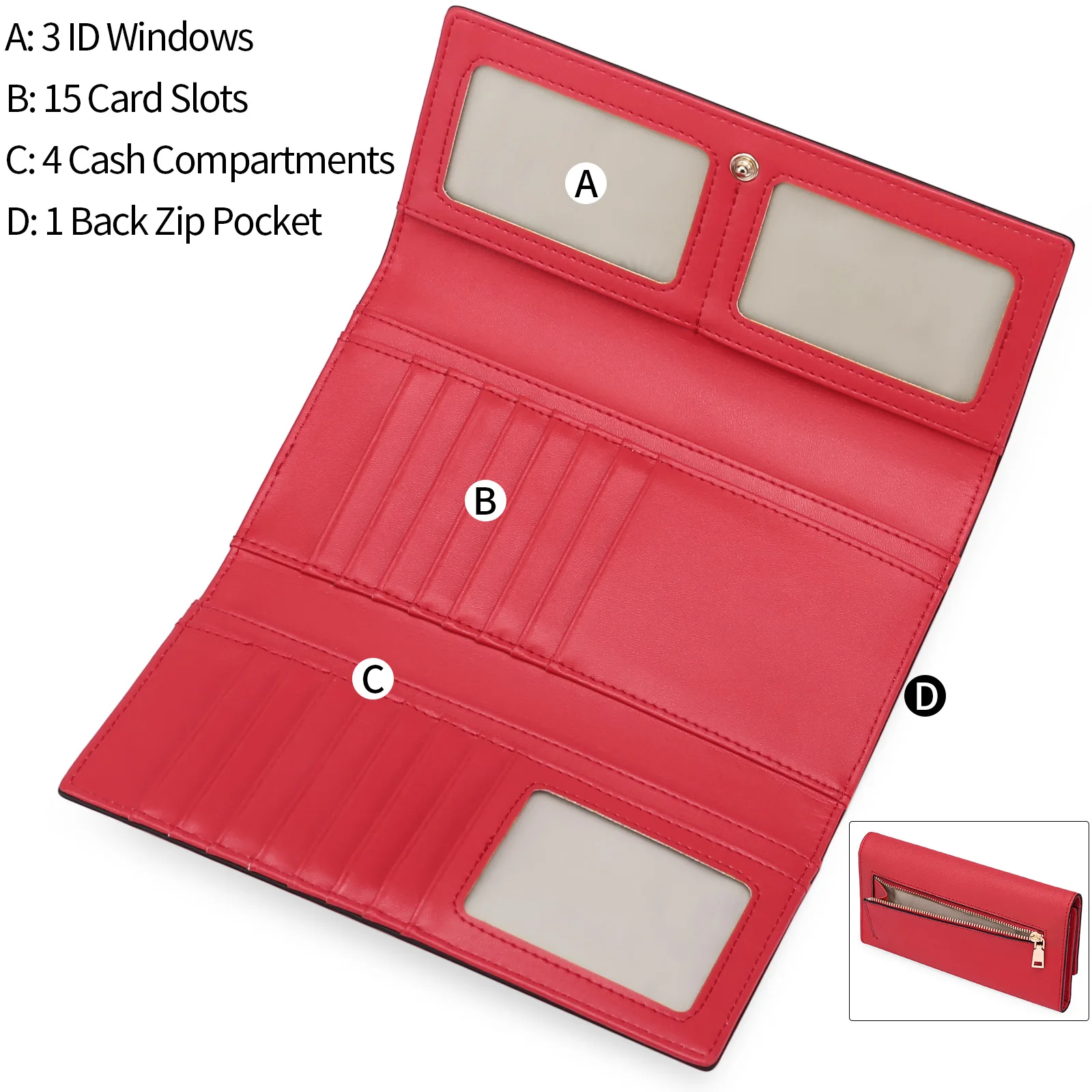 Women Wallet Anti Theft Leather Wallets For Woman Long Zipper Large Lady Clutch Bag Female Card Holder Purse