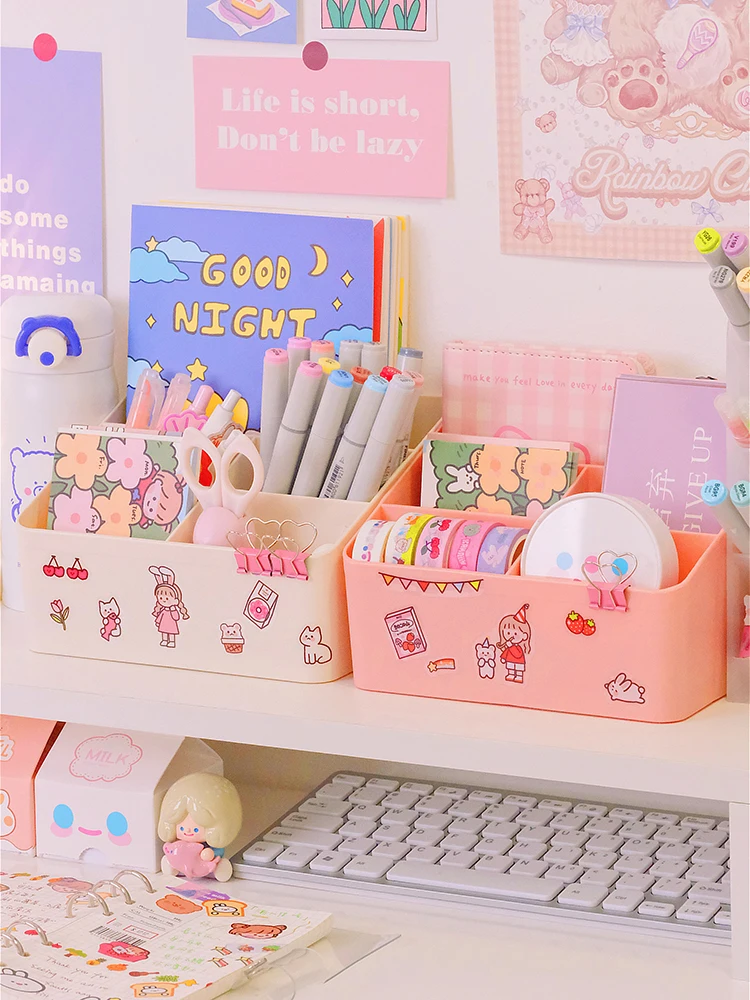 

Ins Simple Desktop Storage Box Student Dormitory Cosmetics Finishing Box Japanese Makeup Cotton Sundries Storage Rack