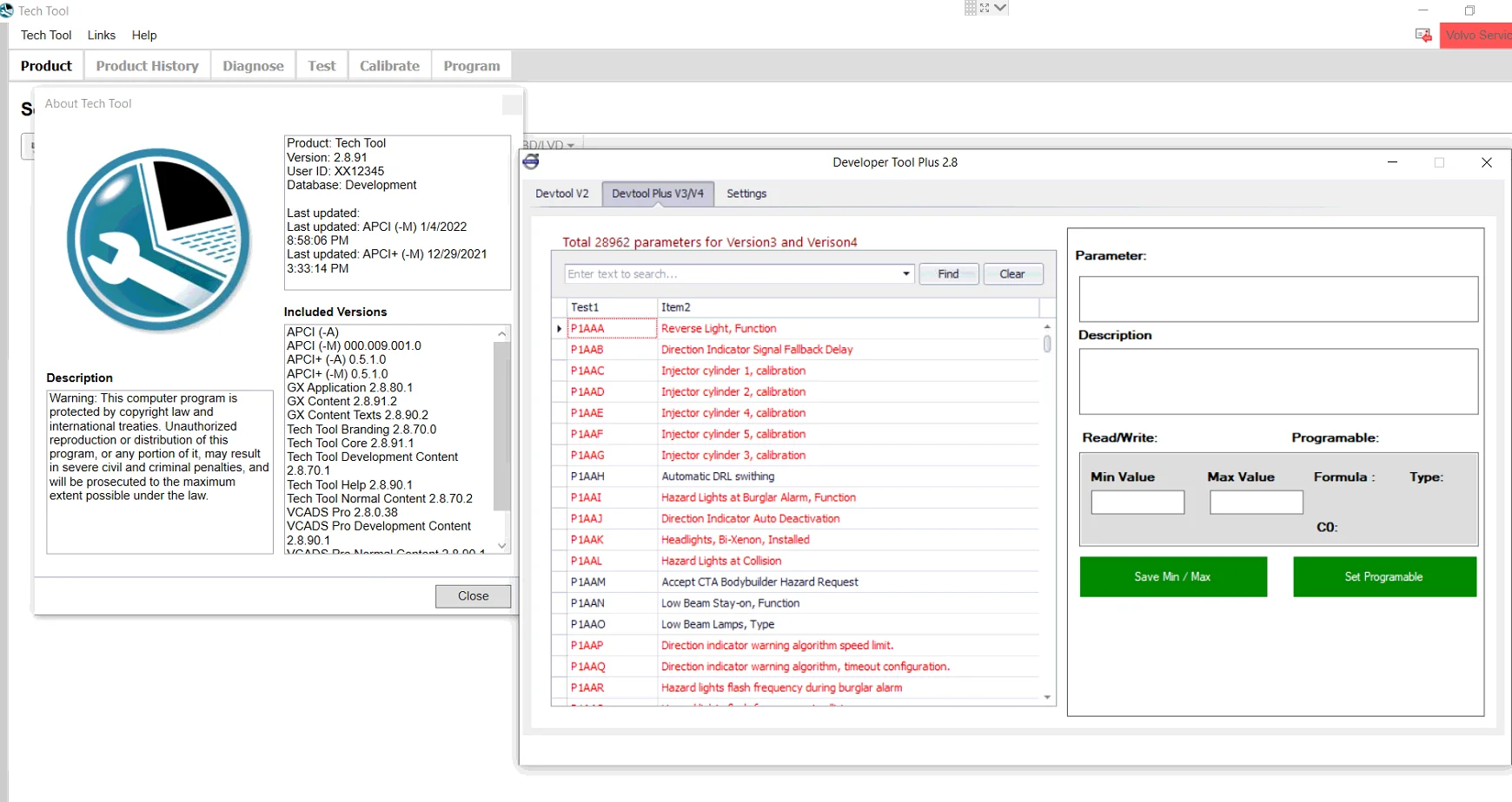 Технический инструмент (PTT) 2.8.150 / VCADS Pro (разработка) + Разблокировка генератора ключей + Devtool + онлайн-установщик сервера для Volvo