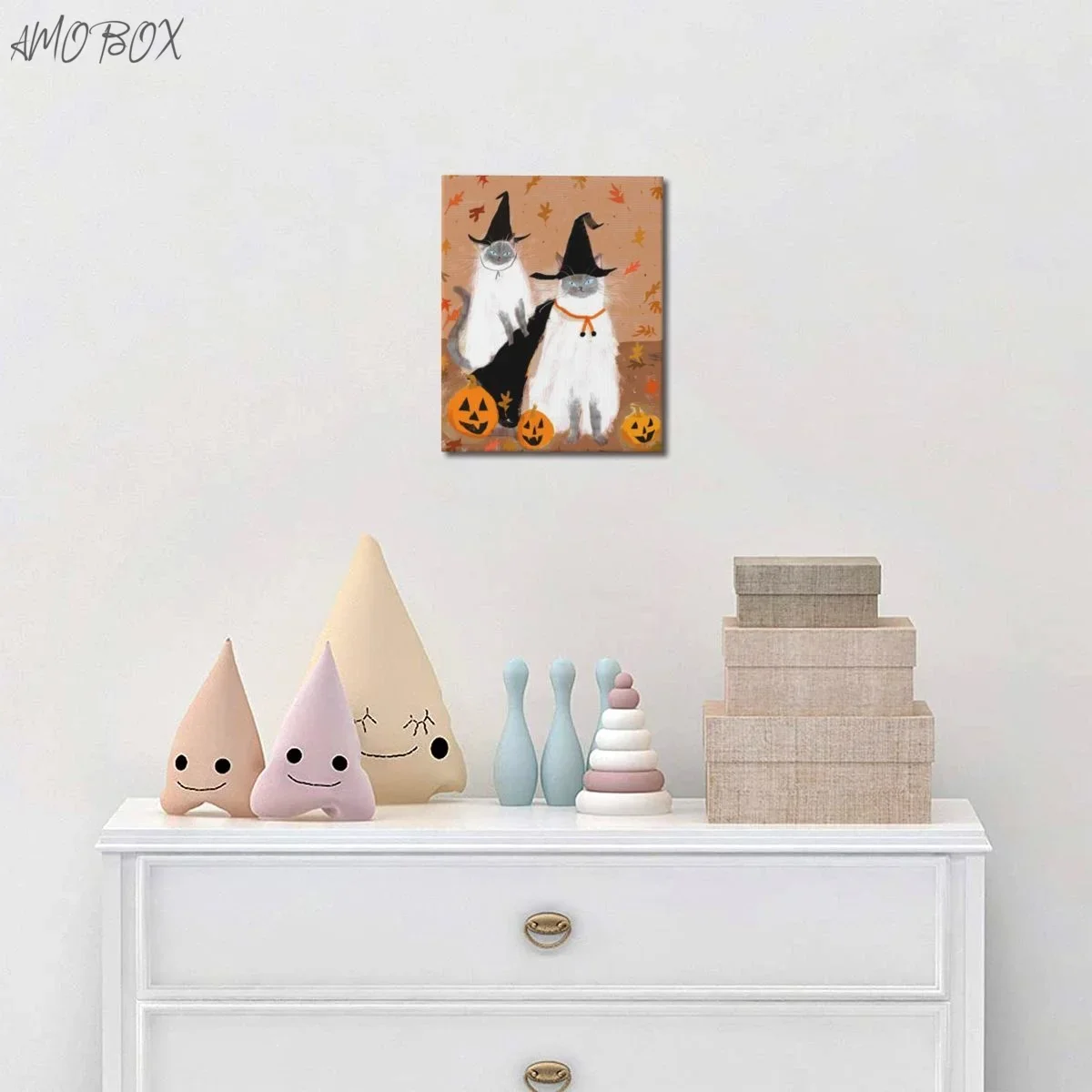 AMOBOX-Happy Halloween Cat Декоративные картины настенное искусство картина для украшения
