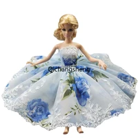 11 5 floral blue tutu dresses for barbie doll clothes for barbie princess outfits evening dress gown 16 dolls accessories toys