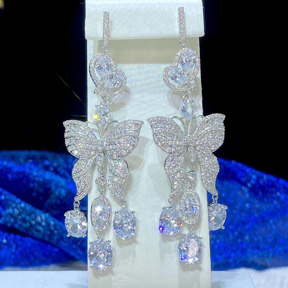 Роскошные Длинные серьги-бабочки с кисточками модные золотистые и Серебристые