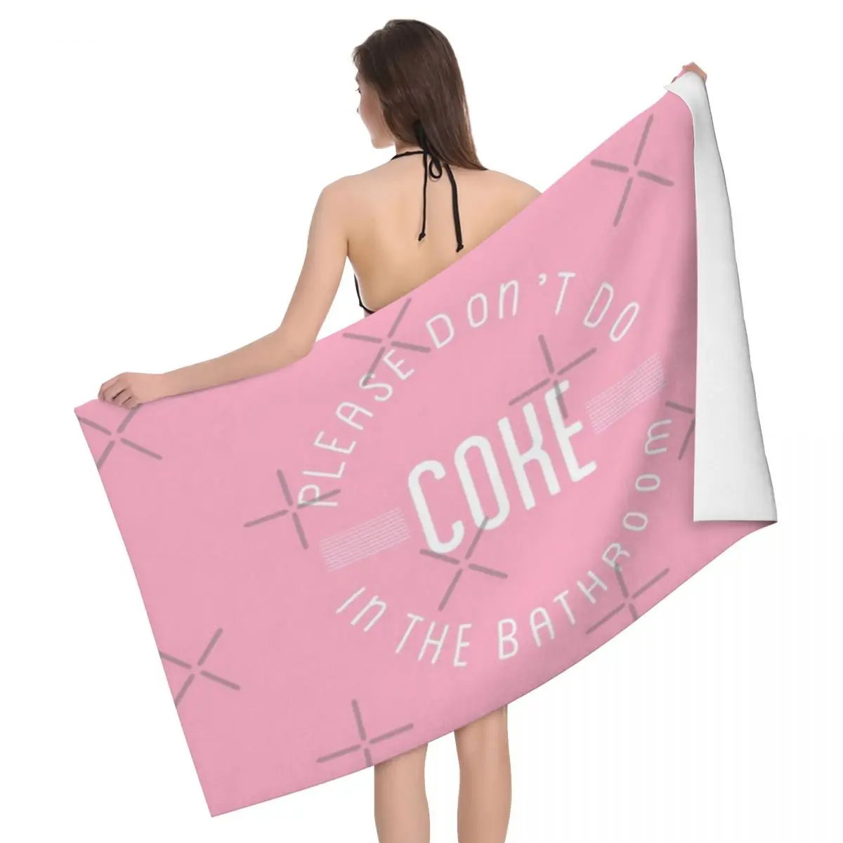 

Please Don't Do Coke In The Bathroom Pink 80x130cm Bath Towel Soft For Picnic Towel Souvenir Gift