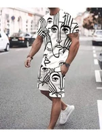 men summer tracksuit sets fashion sweat suit 3d print oversized short sleeve shirts t shirt sets sportswear men clothing