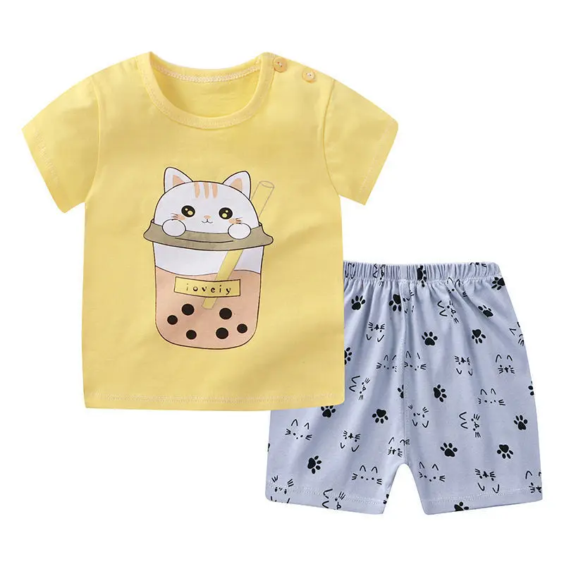 

ZWF1571, детские смешные хлопковые футболки с мультяшным рисунком, крутая летняя футболка для маленьких мальчиков, Детский комплект, одежда для мальчиков и девочек, футболки, костюм