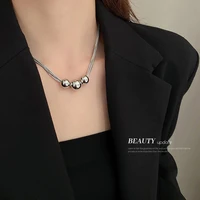 korean ins round bead multi layer necklace womens fashion niche design sense clavicle chain temperament sweet cool hip hop