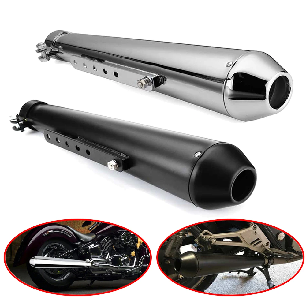 

Выхлопная труба для мотоцикла Cafe Racer с детской матовой черной серебряной выхлопной системой глушитель наконечник Универсальный 44,5 см