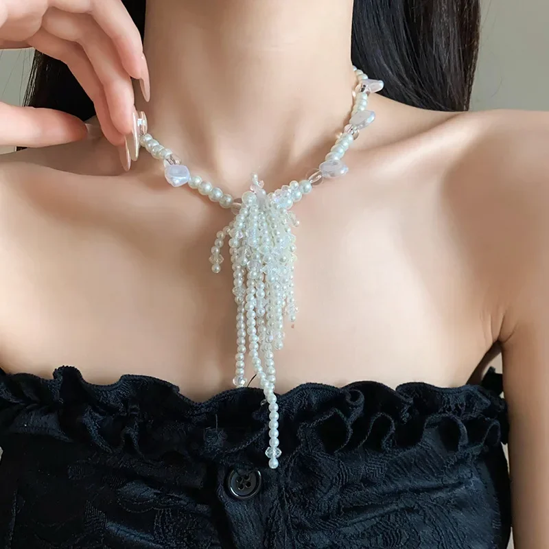 Ожерелья Draweye с жемчугом для женщин нестандартные кисточки винтажные элегантные