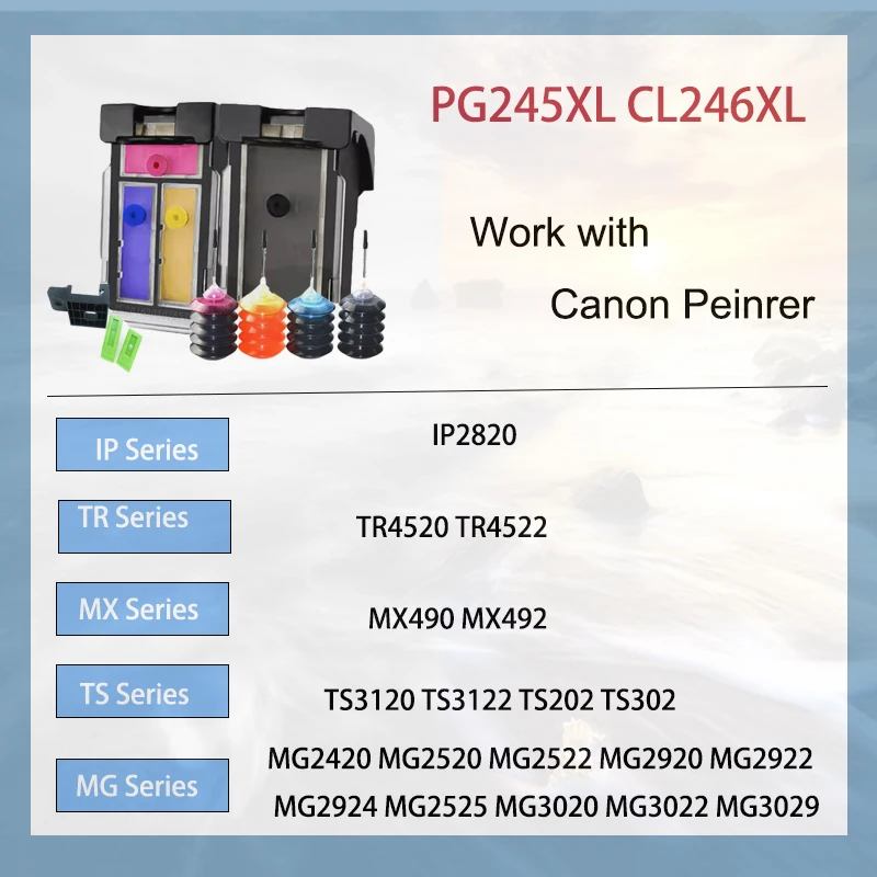 Многоразовый картридж Vliaxh PG245 CL246 245XL 246XL замена для принтера Canon Pixma iP2820 MX492 MG2924 MG2520