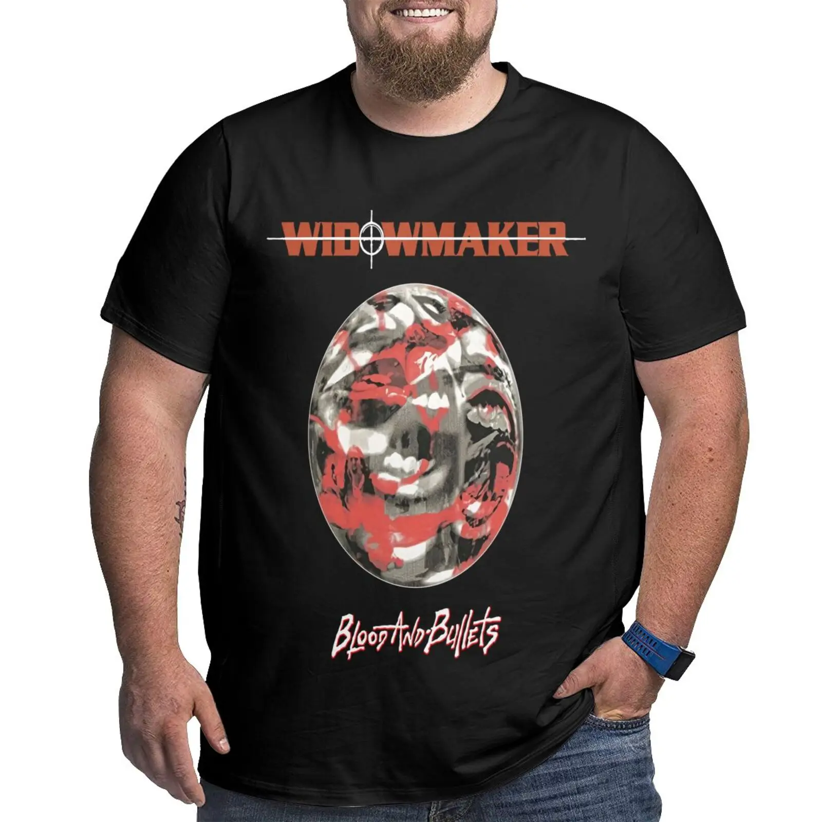 

Футболка Widowmaker Мужская/женская оверсайз с принтом крови и пуль