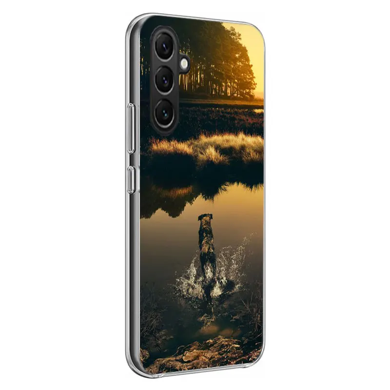 Прозрачный телефон Hunter Man Fishing Dog для Samsung Galaxy A55 A35 A25 A15 A05S A04S A14 A24 A34 A54 A03S A13 A23 A33 A53 A73