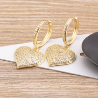 aibef new romantic love heart shaped gold plated pendant earrings women fashion zircon jewelry engagement classic gift wholesale