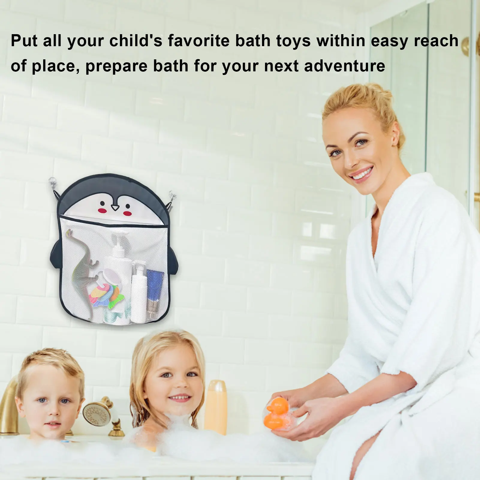 Bathtub Toy Holder Bath Toy Holder For Babies ToddlersBath Toys Storage Has 2 Sticky Hooks For Quick And Easy Installation