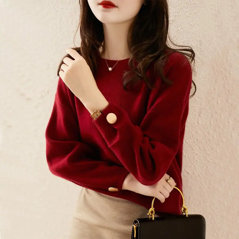 

Loose Autumn Sweater Women 2022 New Korean Elegant Knitted Sweater Oversized Female Pullovers Fashion Solid Jumper Tops X19
