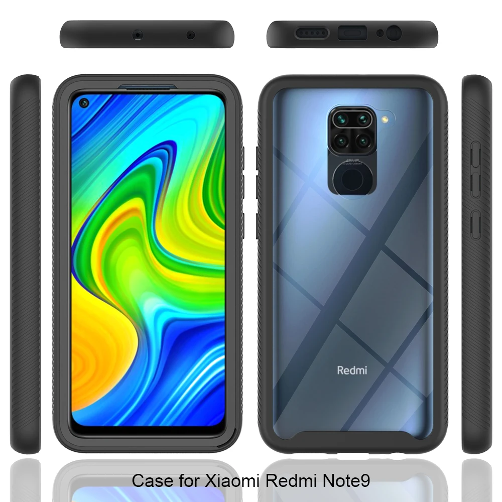 

Hybrid Rugged Case for Xiaomi Redmi Note 9 Pro Max Redmi Note 8 Pro Note 9s 9T Pro Transparent Armor PC + TPU Shockproof Cases