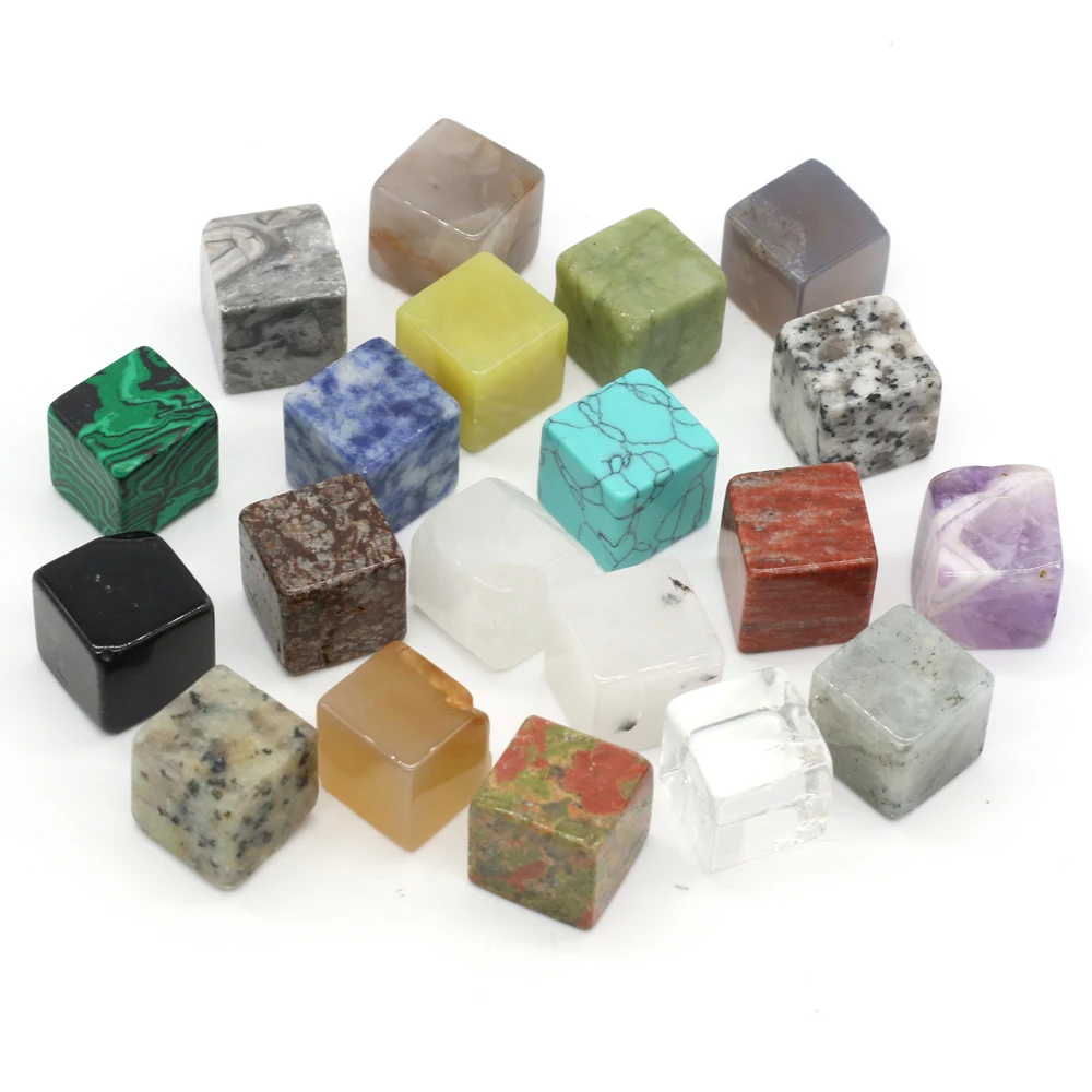 20PCS Square Ornament Natural Amethyst Turquoise Stone Whiskey Ice Wine stone Bead Jewelry MakingDIY Gift Healing Gem Home Decor